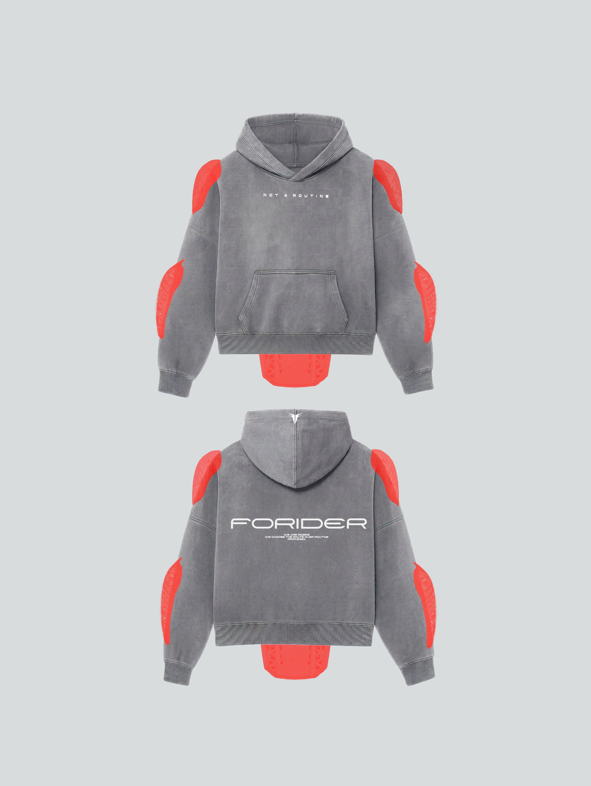 Washed Grey "NOT A ROUTINE" HOODIE