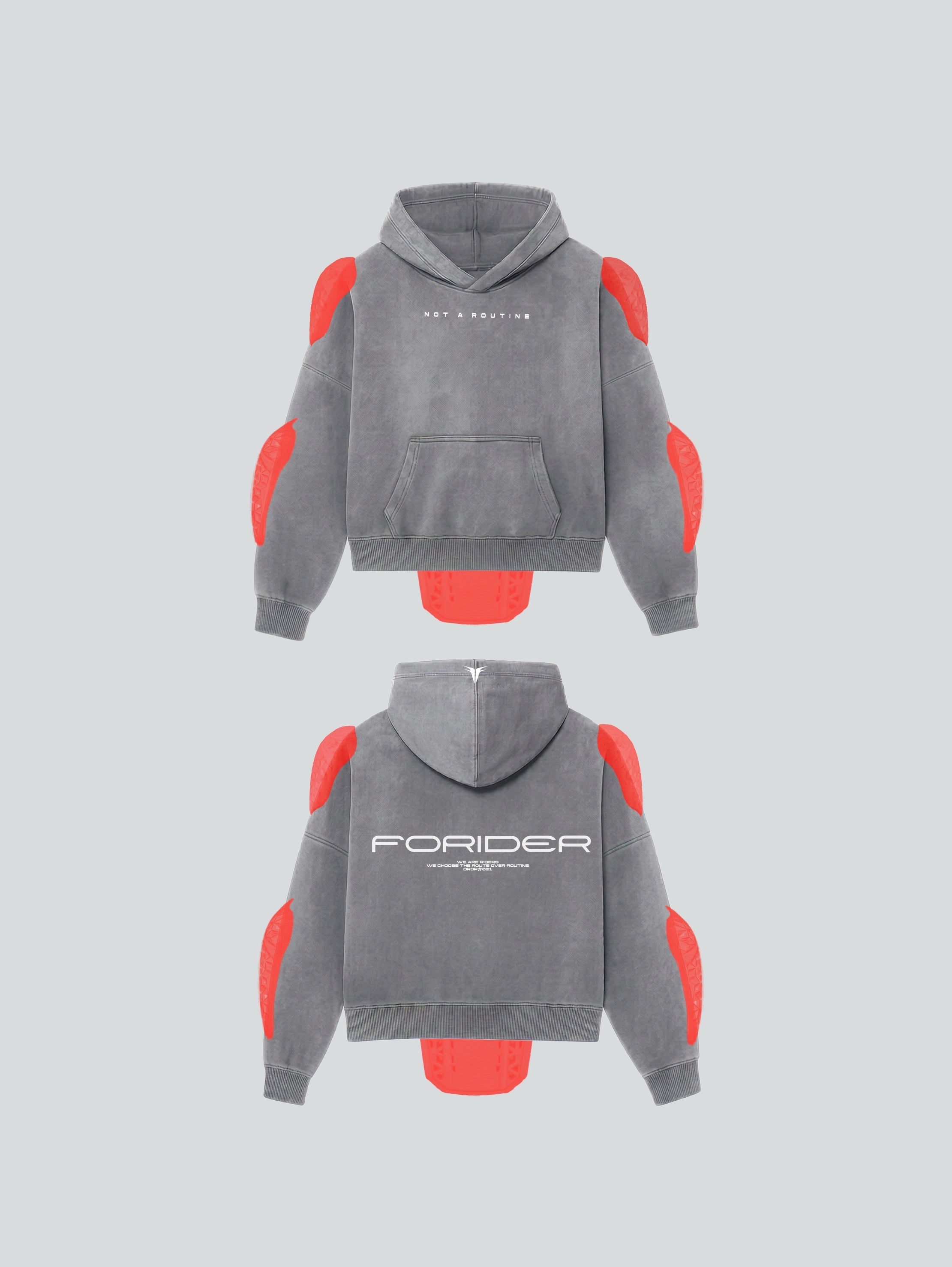 Washed Grey "NOT A ROUTINE" HOODIE