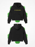 Sudadera de moto FORIDER negra por delante y por detrás, con las protecciones CE de espalda, hombros y codos